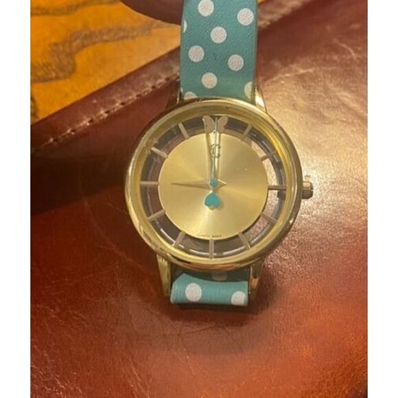 Women's 32mm Gold Tone Charming Charlie Watch, Polka Dot Band - Picture 3 of 3